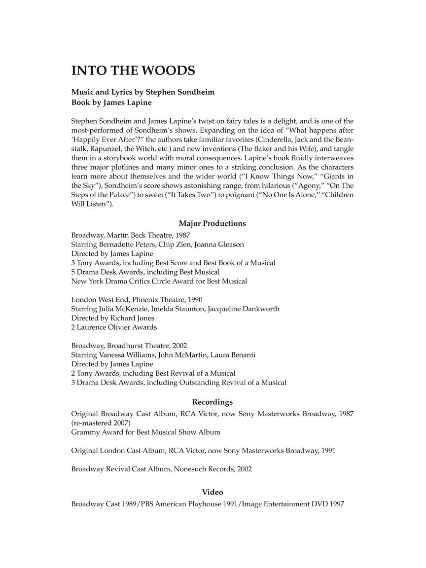 Into the Woods Vocal Score (Revised Edition)