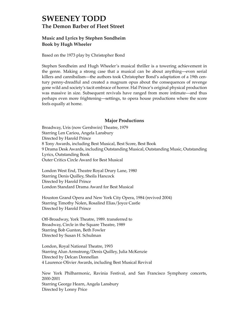 Sweeney Todd Vocal Selections (Revised Edition)