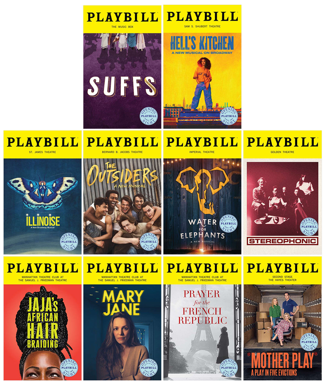 Opening Night Playbill Bundle - 2024 Tony Award Nominated Plays and Musicals