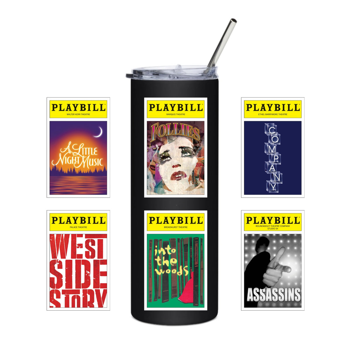 CUSTOM Playbill Sondheim Stainless Steel Tumbler - Choose any 6 Playbill covers from over 30+