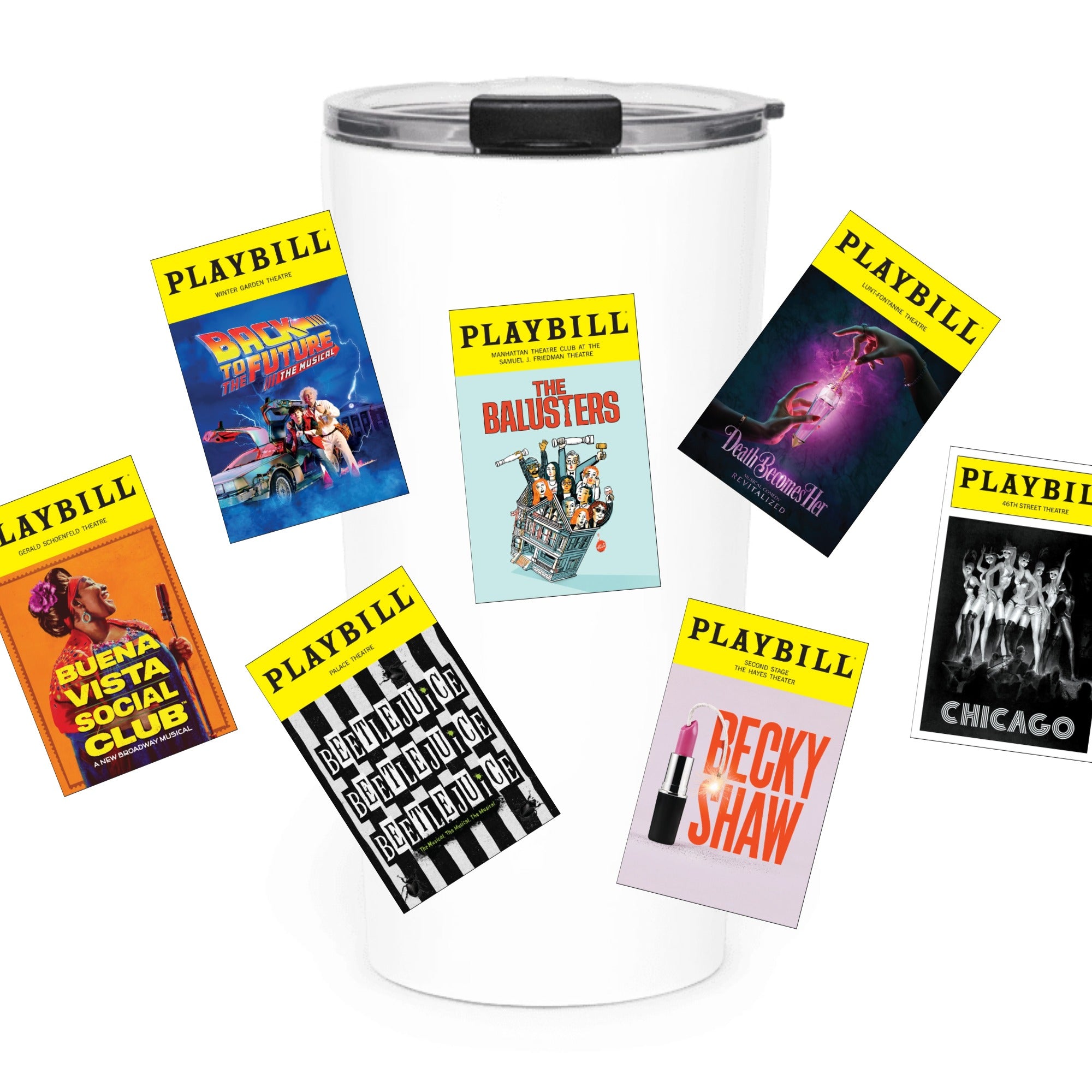 CUSTOM 20 oz. Playbill Covers Stainless Steel Tumbler- Choose 7 Favorites from 70+ Covers!