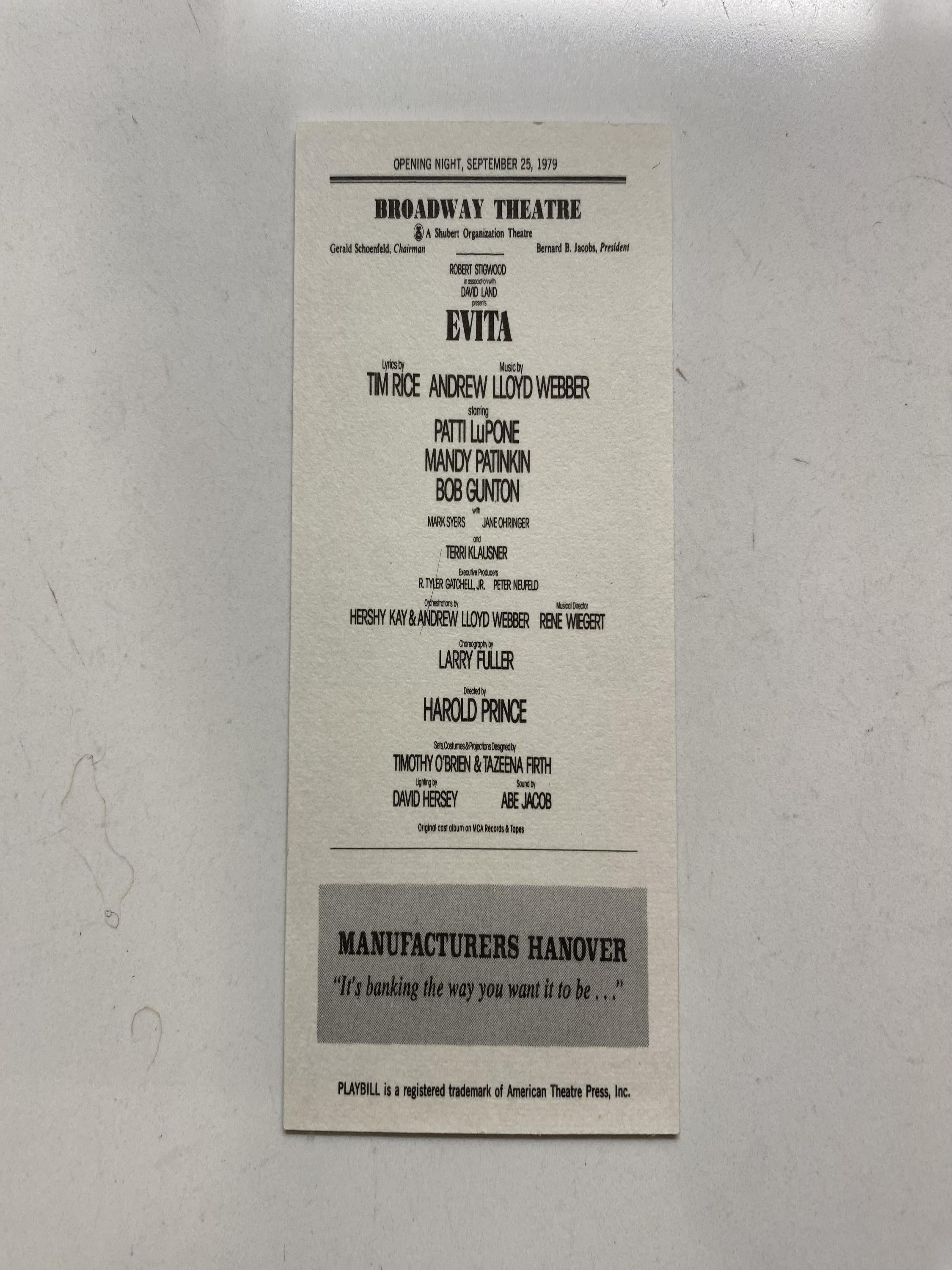 Playbill Show Cards 1979-80