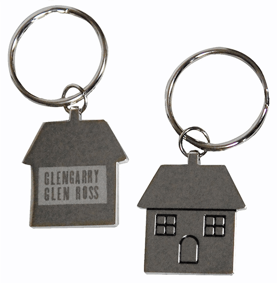 House keychain with logo on sale