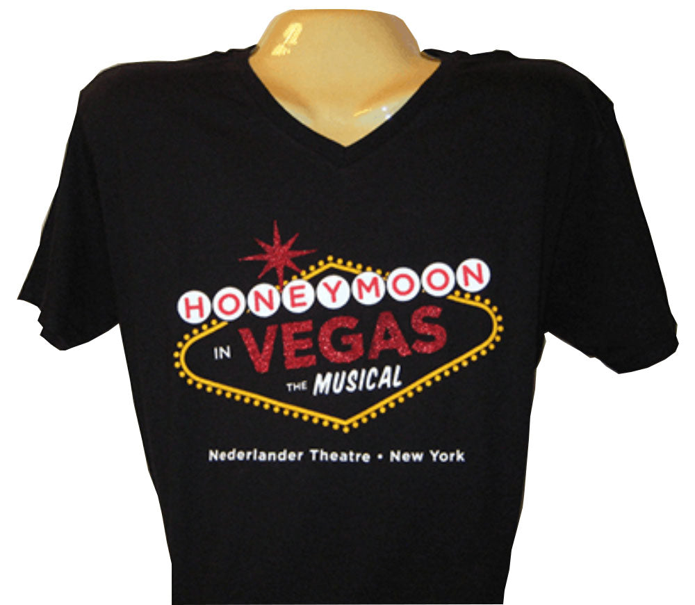 Honeymoon in Vegas the Broadway Musical - Glitter Logo Vee Neck T-Shirt