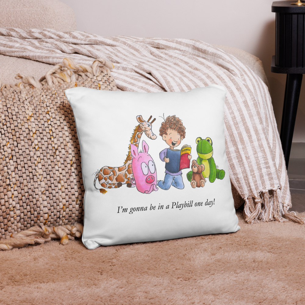 The Little Theatre Kid Playbill Collection - "I'm Gonna Be in a Playbill One Day!" - 18" x 18" Pillow