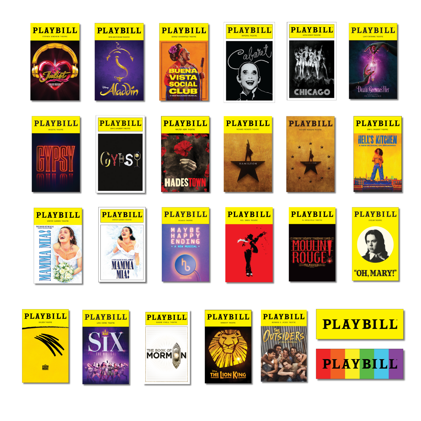 Now on Broadway Sticker Pack of 23 Playbill Covers