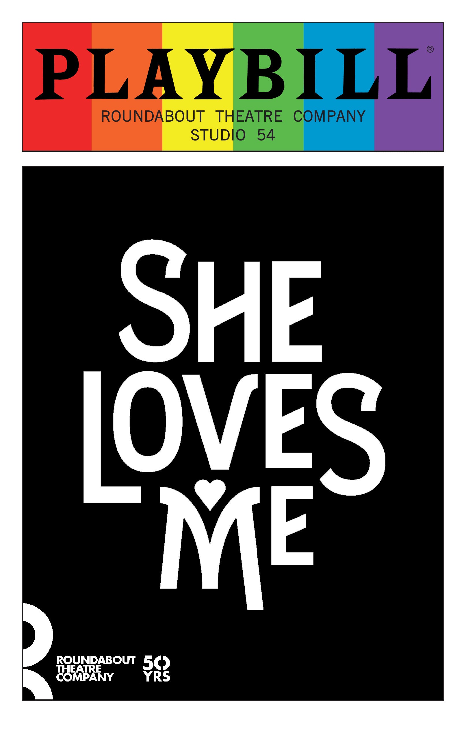 She Loves Me - June 2016 Playbill with Rainbow Pride Logo