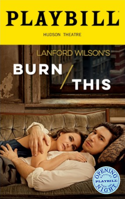 Burn This Limited Edition Official Opening Night Playbill 2019 Revival