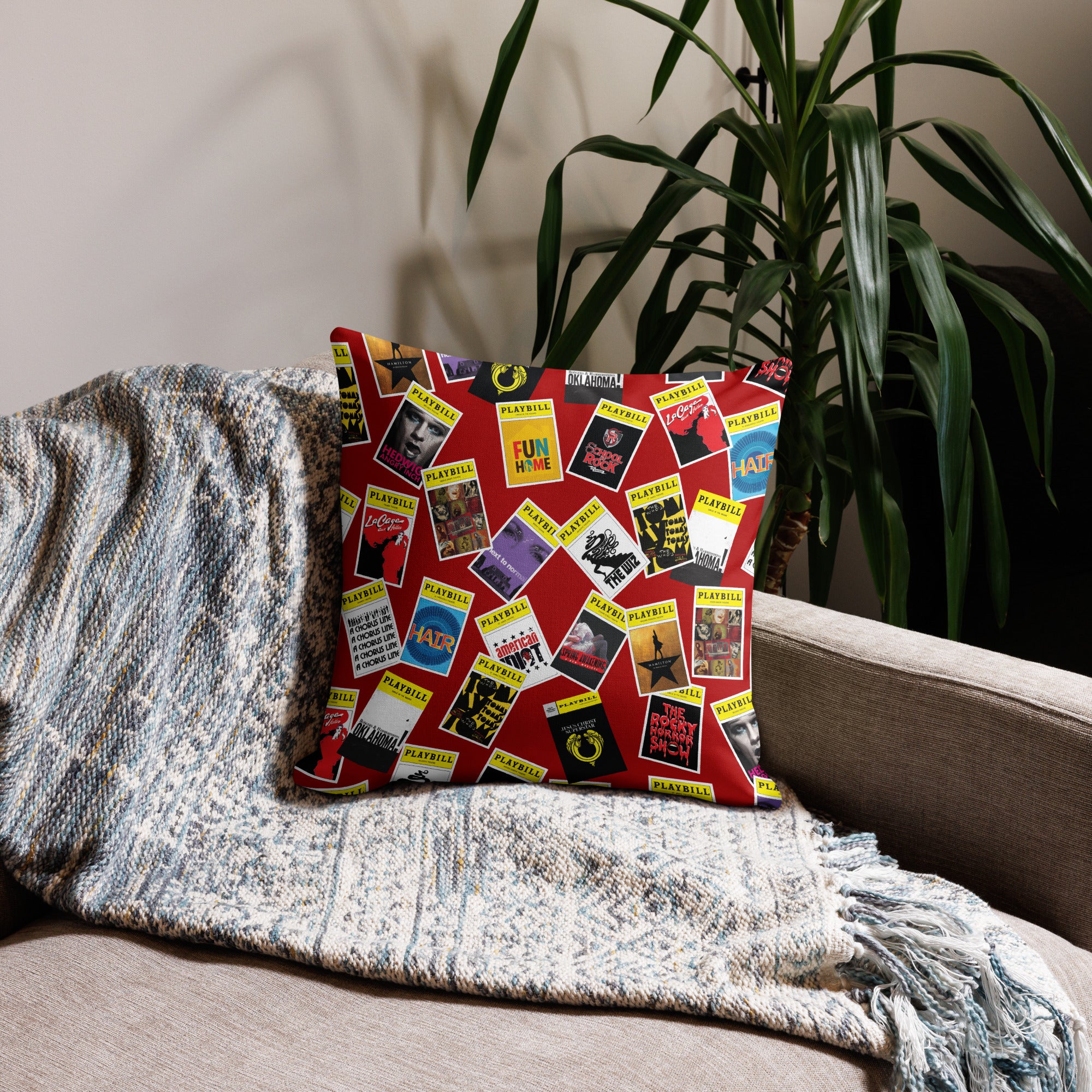 Playbill Throw Pillow - Red