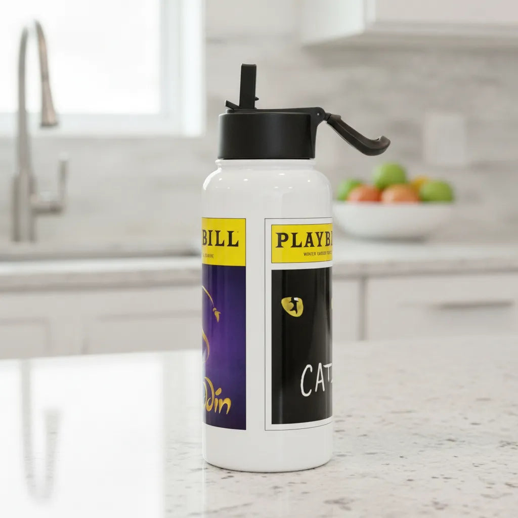 Custom 32oz Playbill Covers -Stainless Steel Water Bottle - Choose 3 Favorites from 70+ Covers!
