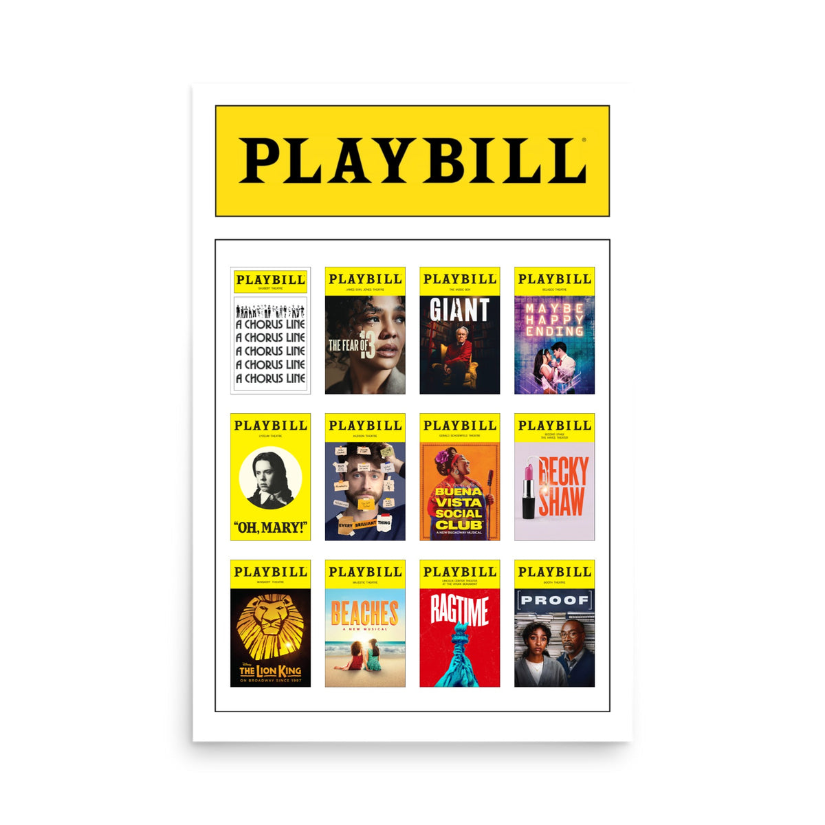 CUSTOM 12 Playbill Covers Poster - Choose 12 Favorites from 70+ Covers!