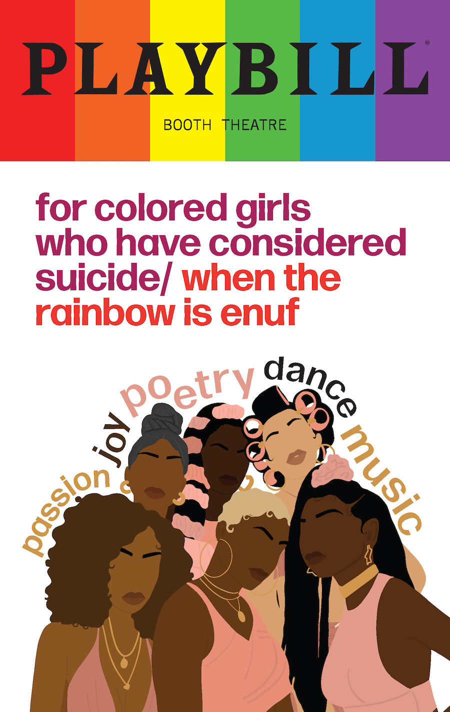 For Colored Girls 2022 Playbill with Rainbow Pride Logo