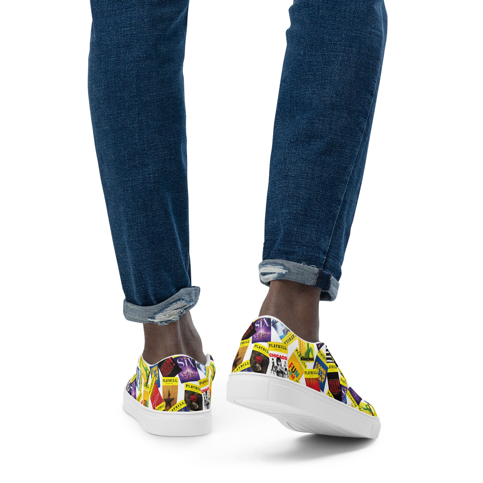 Playbill Covers - Men’s Slip-On Canvas Shoes in White
