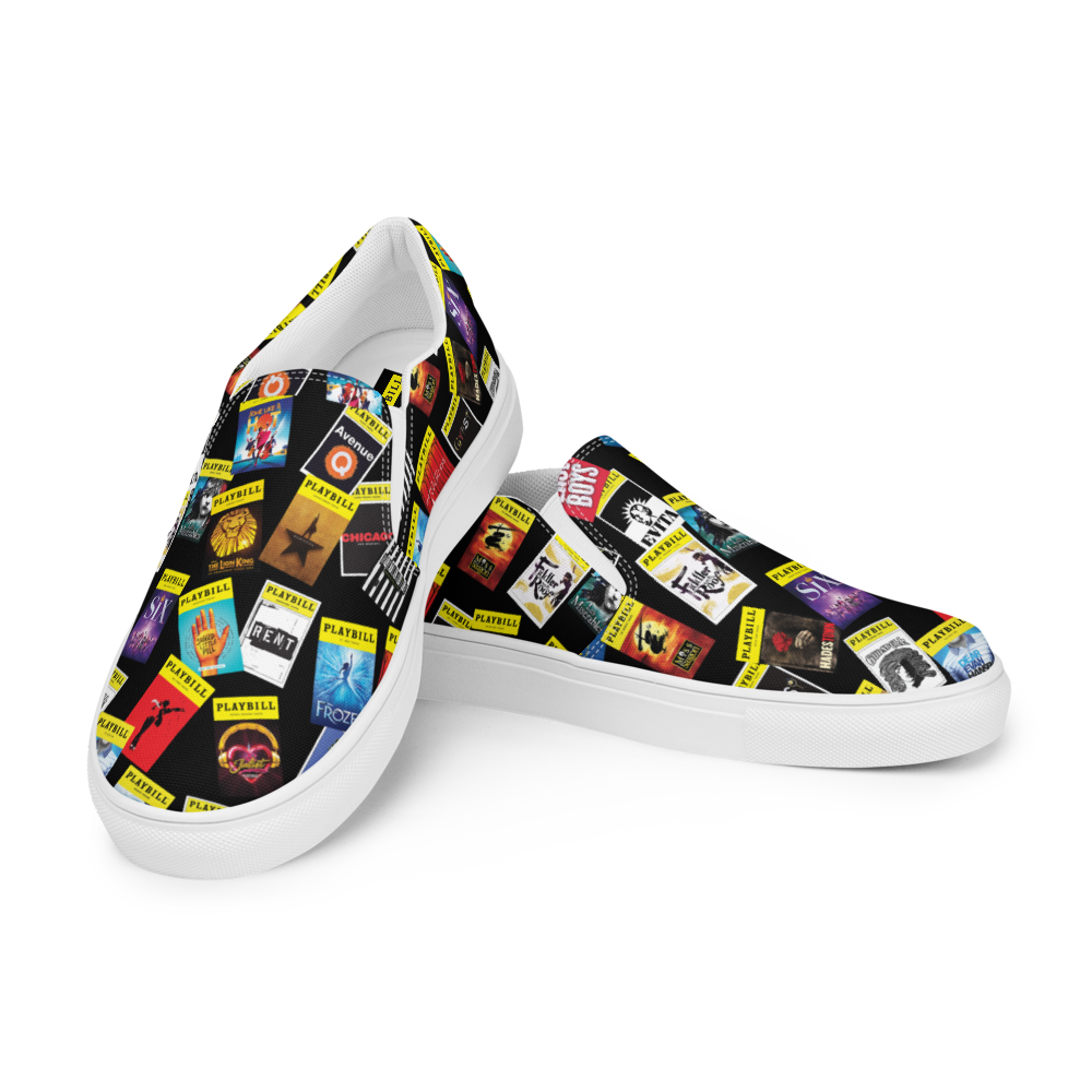 Playbill Covers - Men’s Slip-On Canvas Shoes in Black