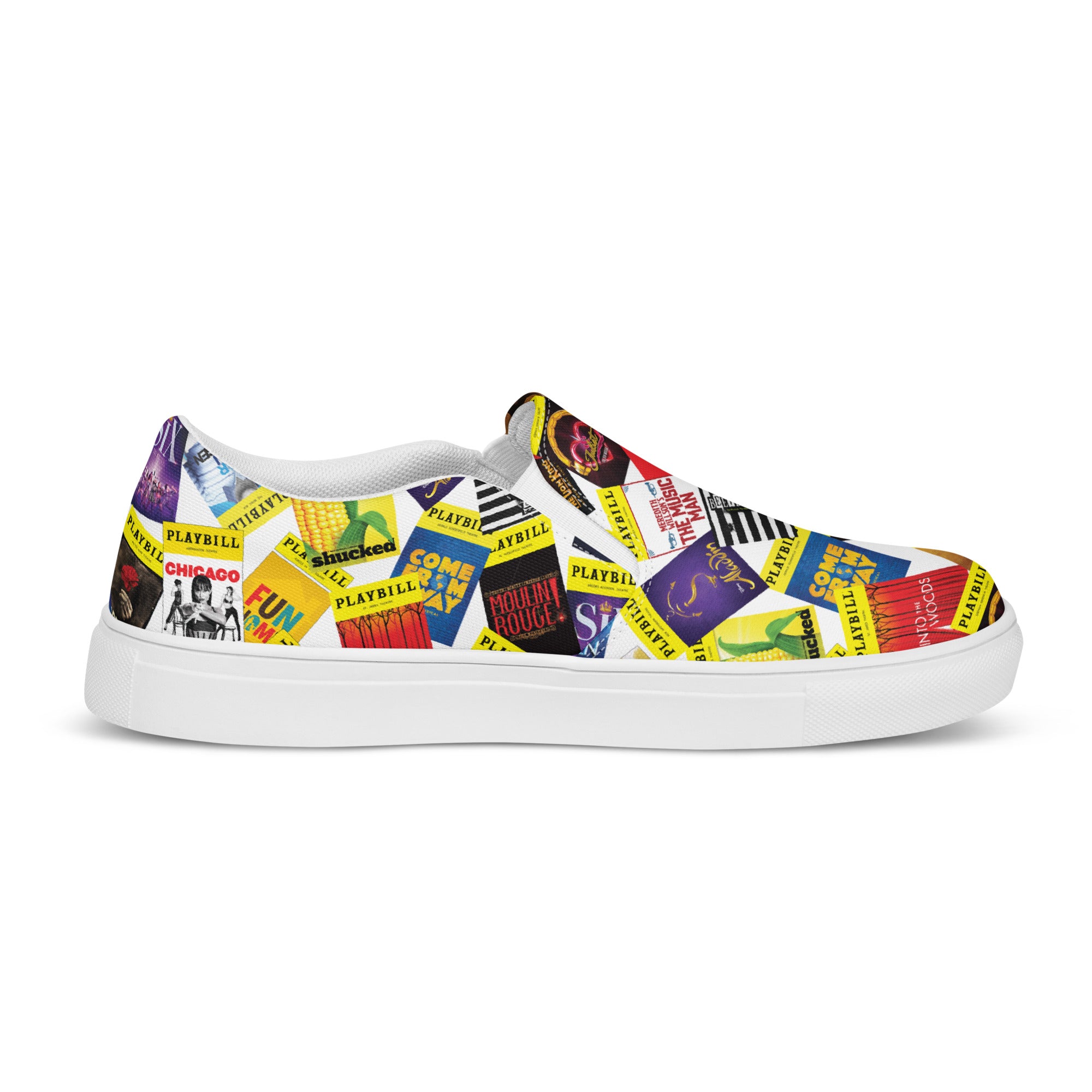 Playbill Covers - Men’s Slip-On Canvas Shoes in White
