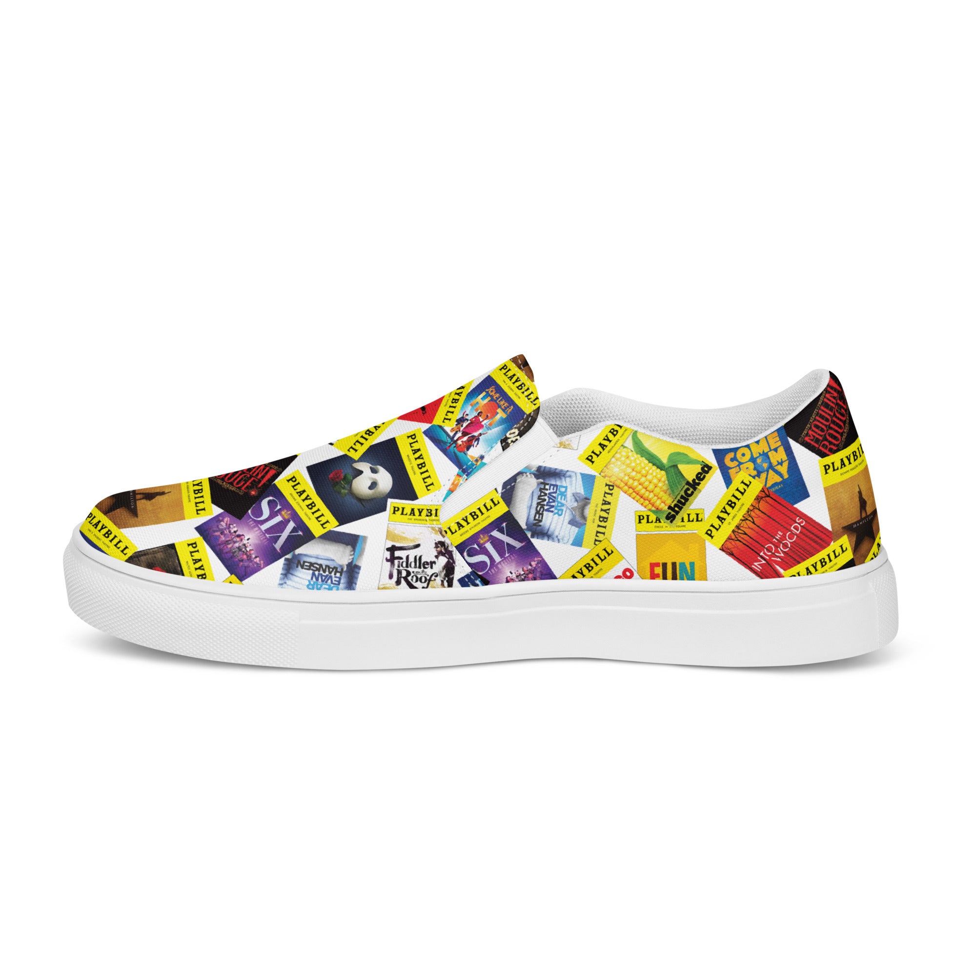 Playbill Covers - Men’s Slip-On Canvas Shoes in White