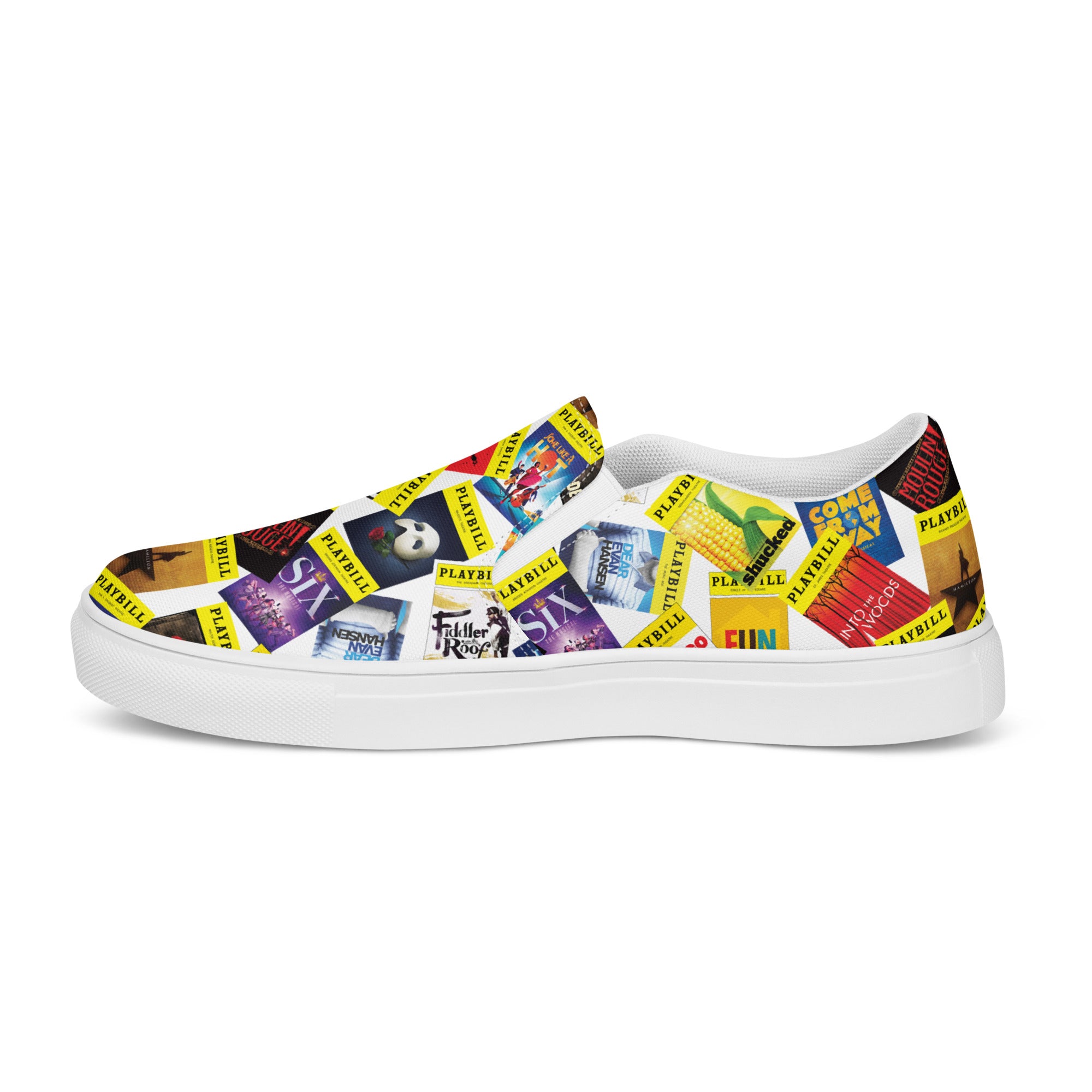 Playbill Covers - Women’s Slip-On Canvas Shoes in White