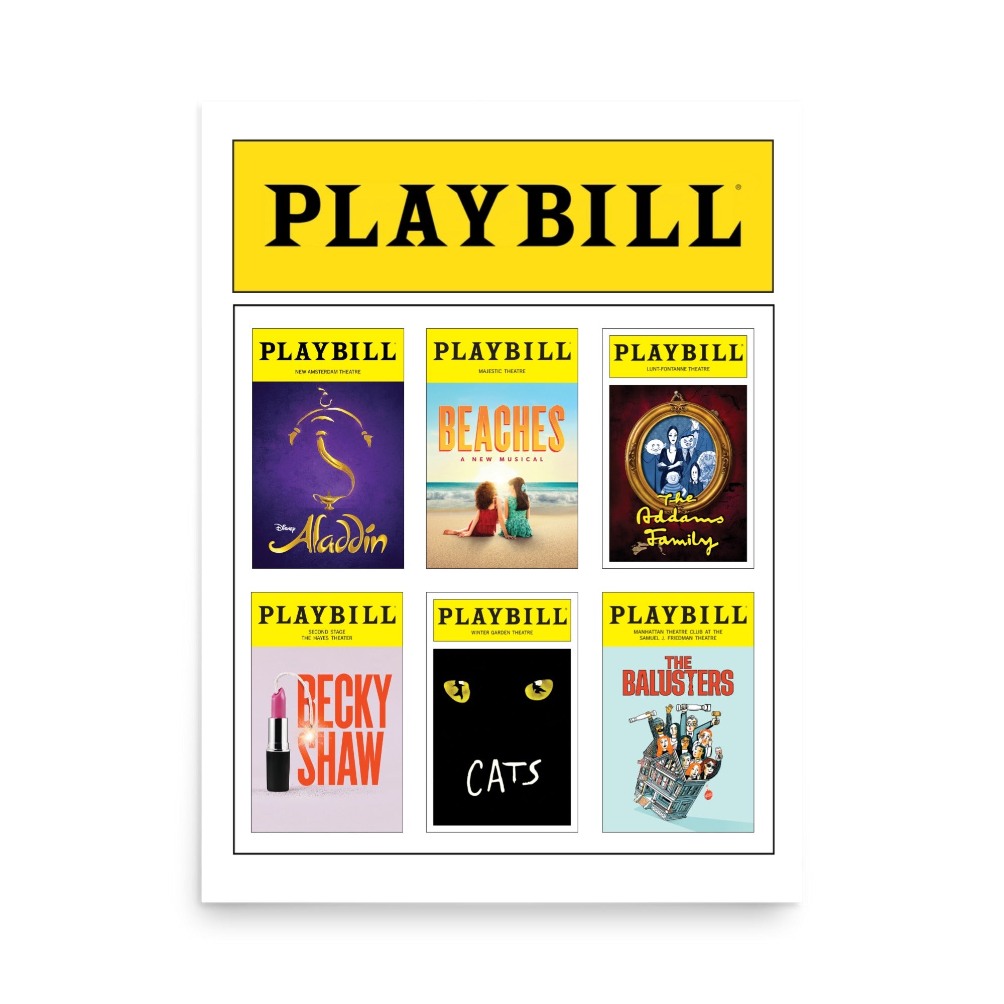 Custom Playbill 18" x 24" Poster with 6 Playbill Covers - Choose 6 favorites from 70+ covers