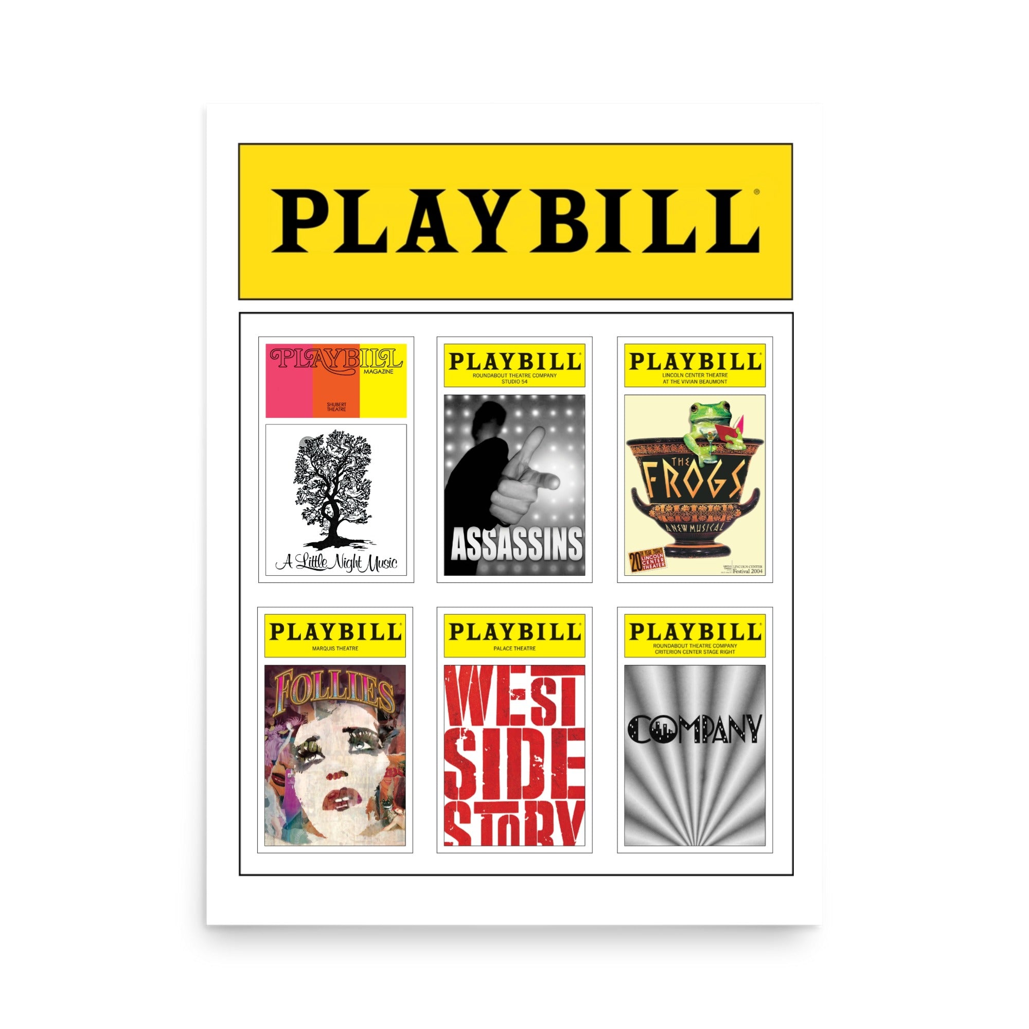 Custom Sondheim Poster with 6 Playbill Covers - Choose your favorite Sondheim covers and create your own 18"x 24" poster.
