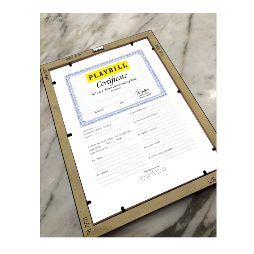 "My First Broadway Show" Playbill Display Frame & Certificate