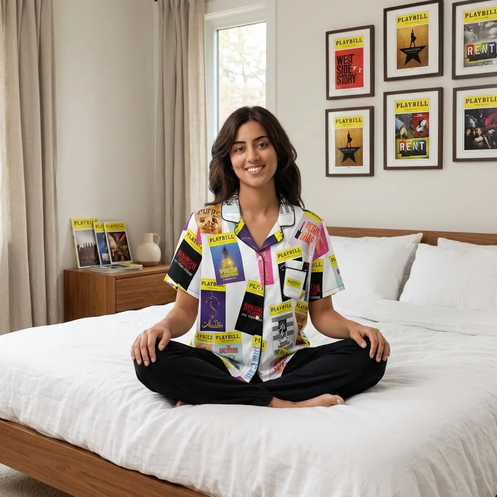 CUSTOM Playbill All-Over Print Women's Short Sleeve Pajama Top - Choose 10 favorites from over 70 covers!