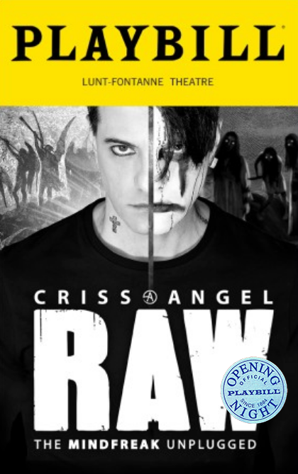 Criss Angel Raw - The Mindfreak Unplugged Limited Edition Official Opening Night Playbill