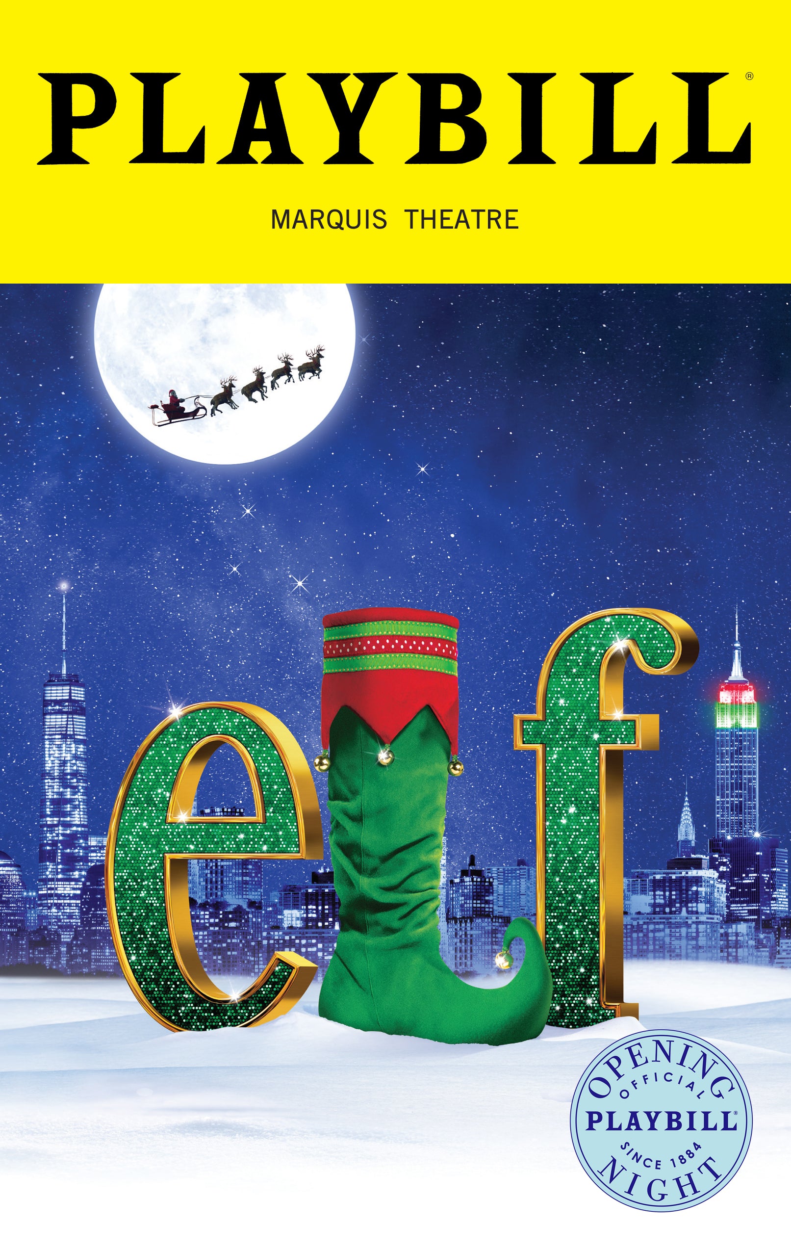 Elf Broadway 2024 Limited Edition Official Opening Night Playbill