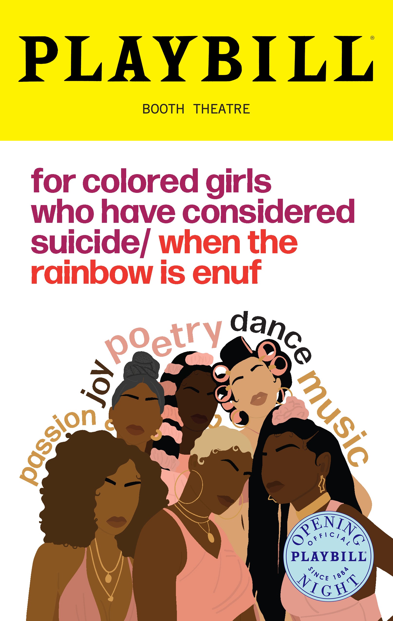 For Colored Girls Who Have Considered Suicide-When The Rainbow Is Enuf Limited Edition Official Opening Night Playbill