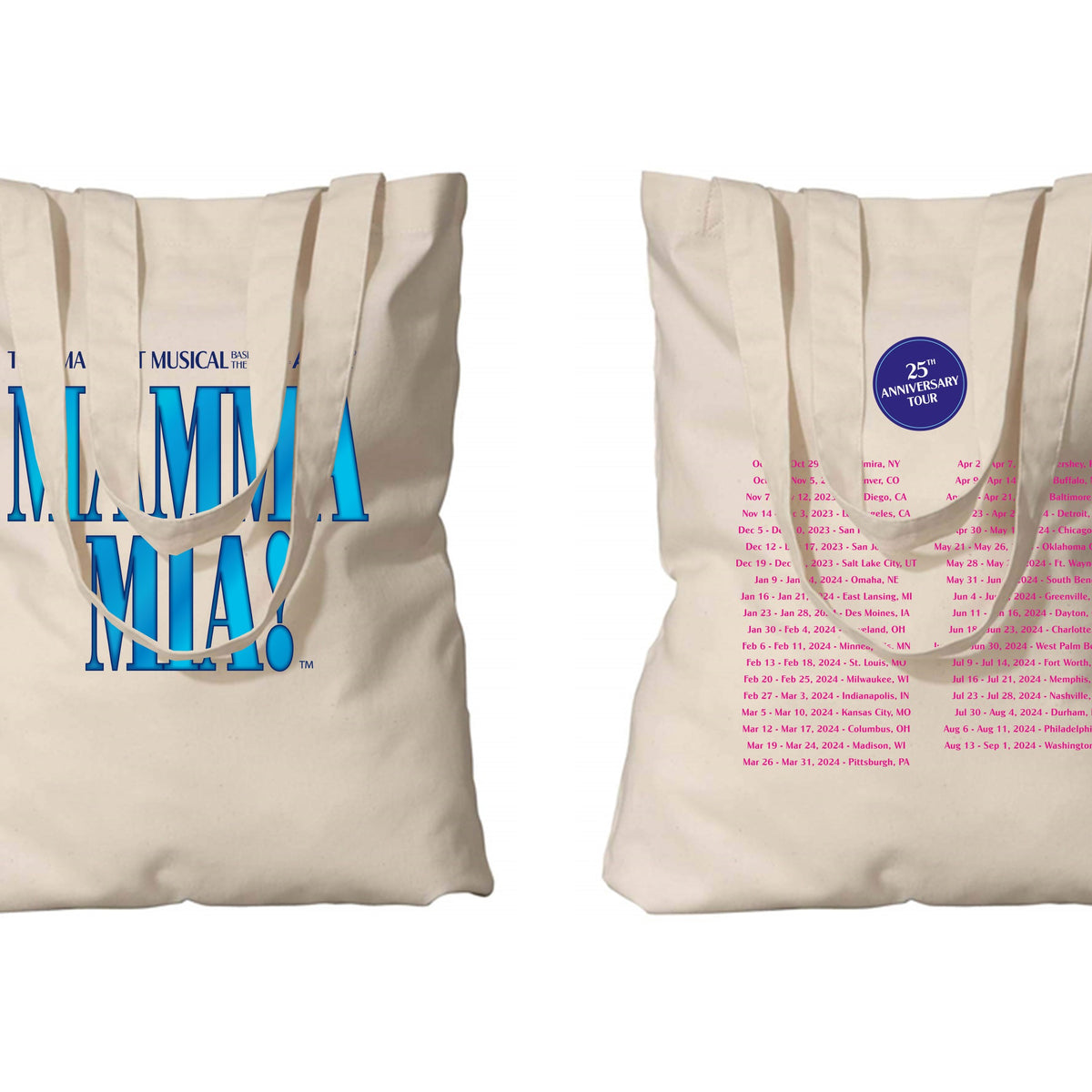 MNIGIU Mamma Musical Tote Bag – Mia-Zitat, 33x22 Cm, Wasserabweisend, Doppelseitig Bedruckt