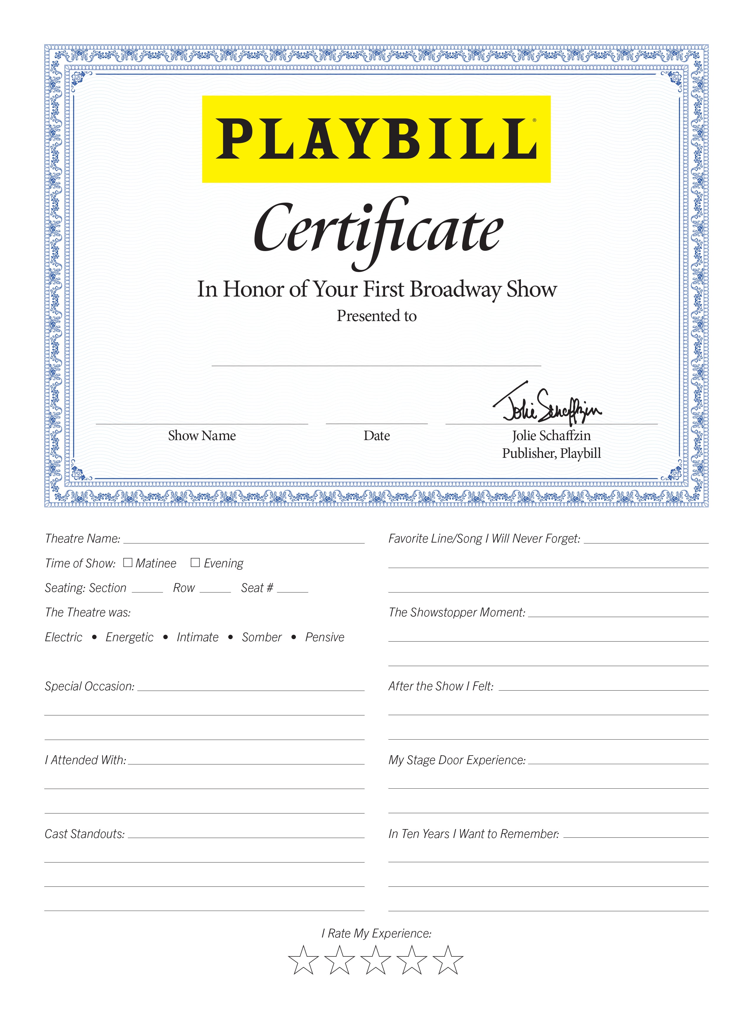 "My First Broadway Show" Playbill Display Frame