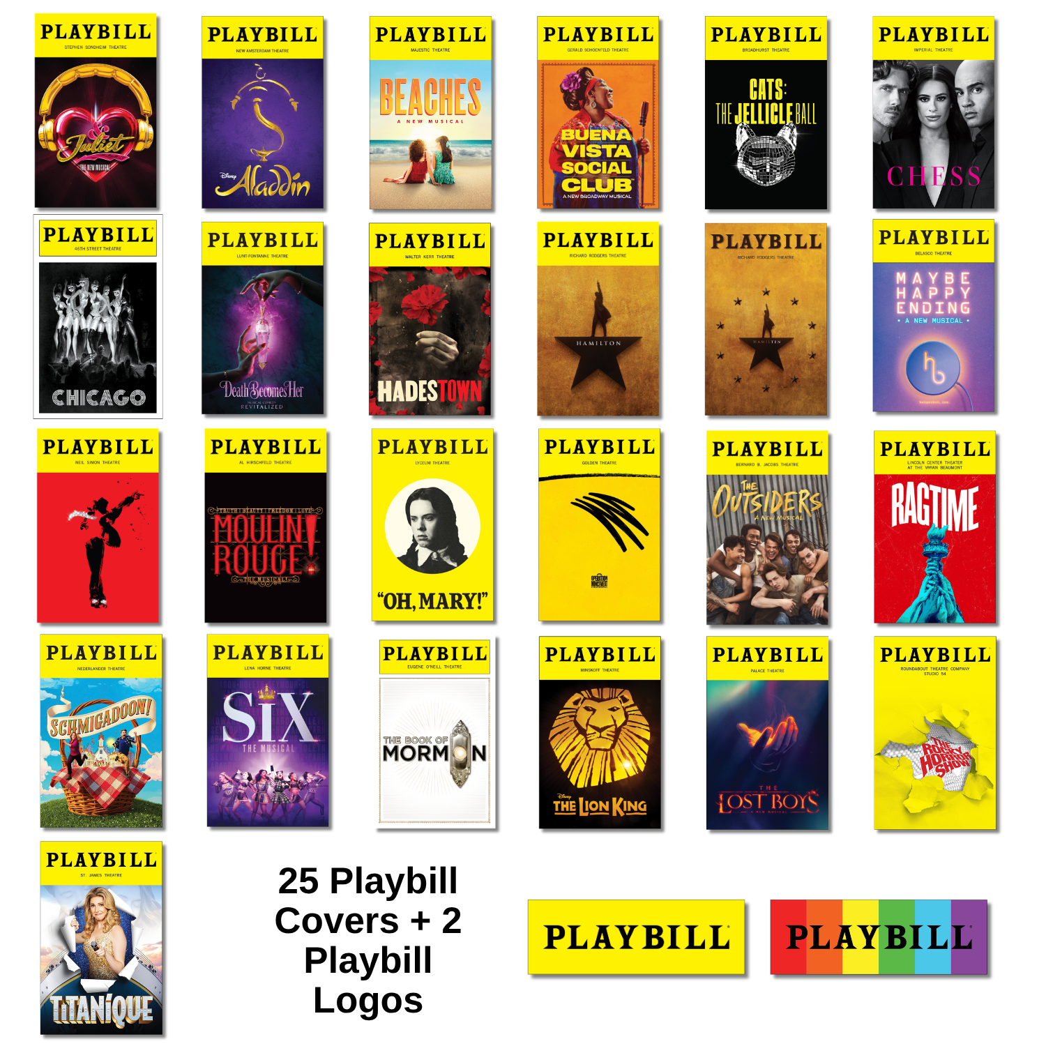 Now on Broadway Sticker Pack of Playbill Covers