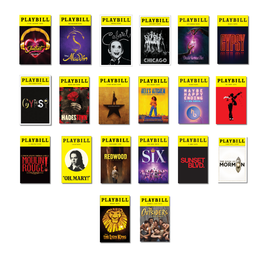 Now on Broadway Sticker Pack of Playbill Covers