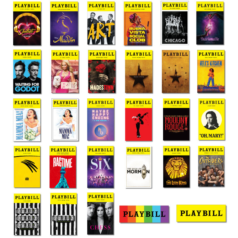 Now on Broadway Sticker Pack of 23 Playbill Covers
