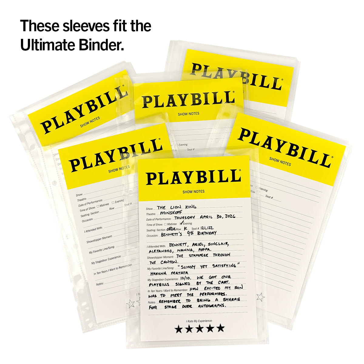 Extra Sleeves for the ULTIMATE Binder - 6-Pack with SHOW NOTES