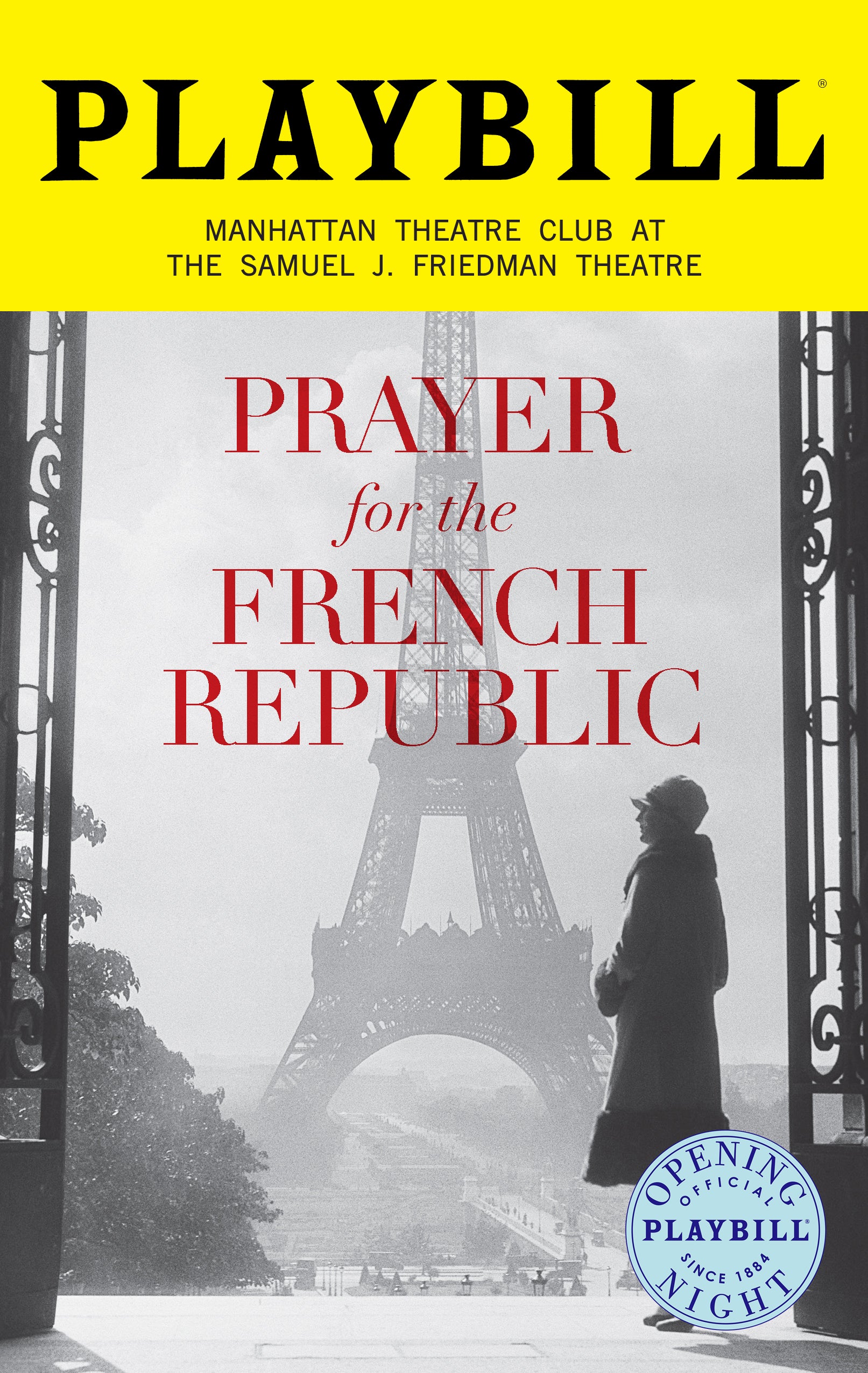 Prayer for the French Republic Limited Edition Official Opening Night Playbill