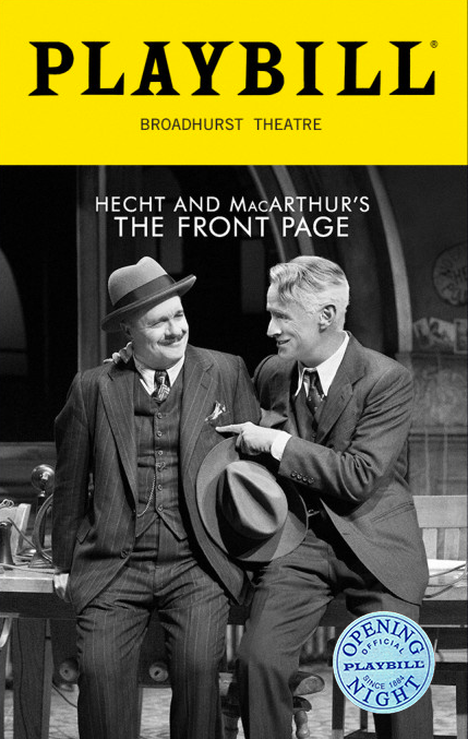 The Front Page Limited Edition Official Opening Night Playbill