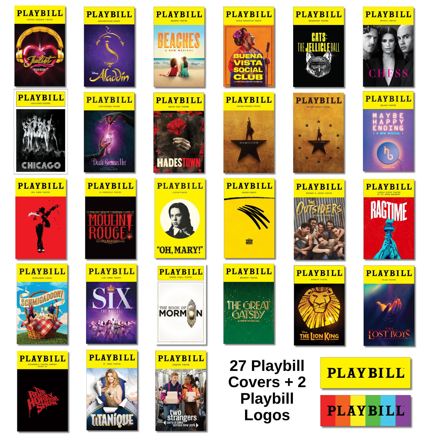Now on Broadway Sticker Pack of Playbill Covers