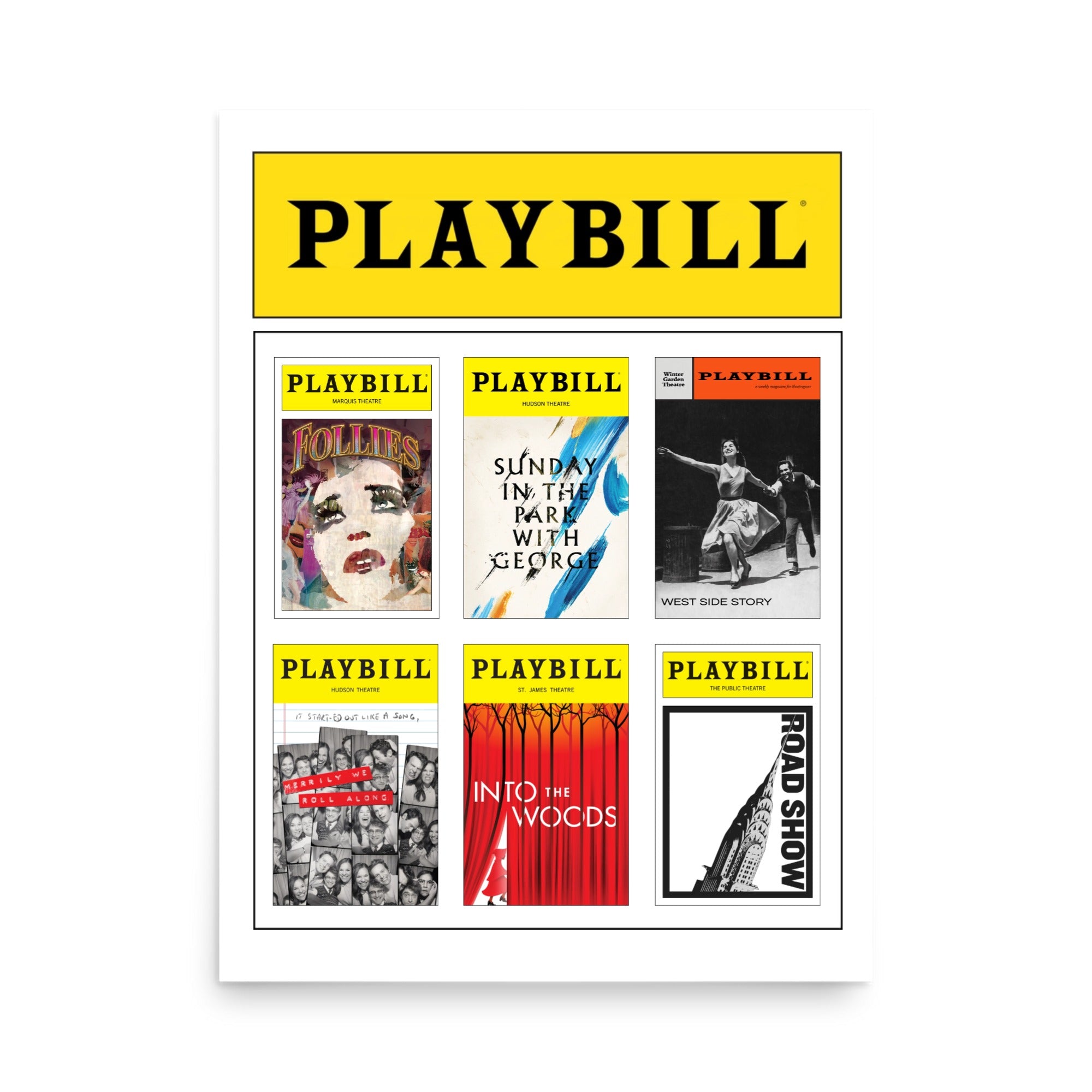 CUSTOM 6 Sondheim Playbill Covers Poster*  - Choose 6 Favorites from 30+ Covers!