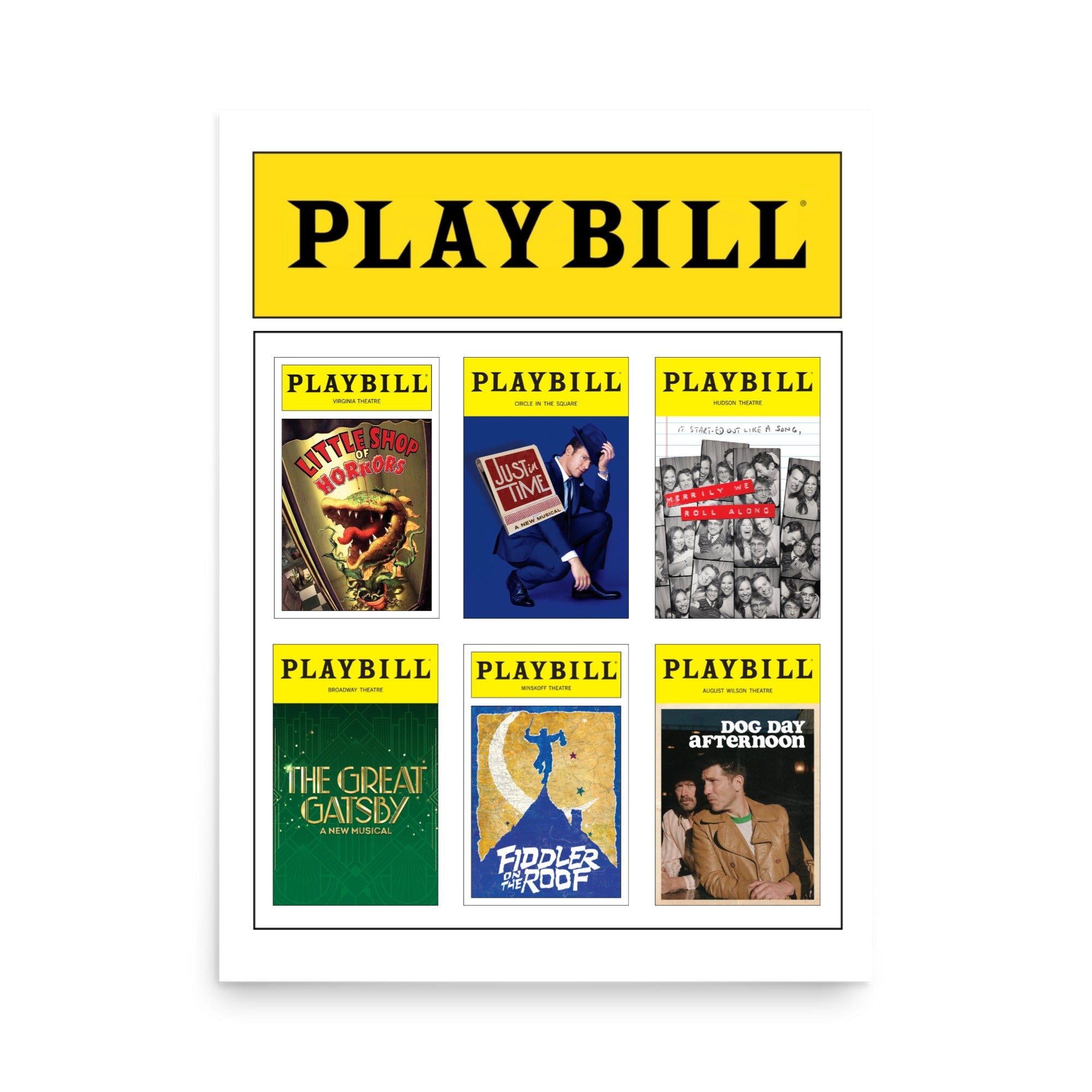 TEST - CUSTOM 6 Playbill Covers Poster - Choose 6 Favorites from 70+ Covers!