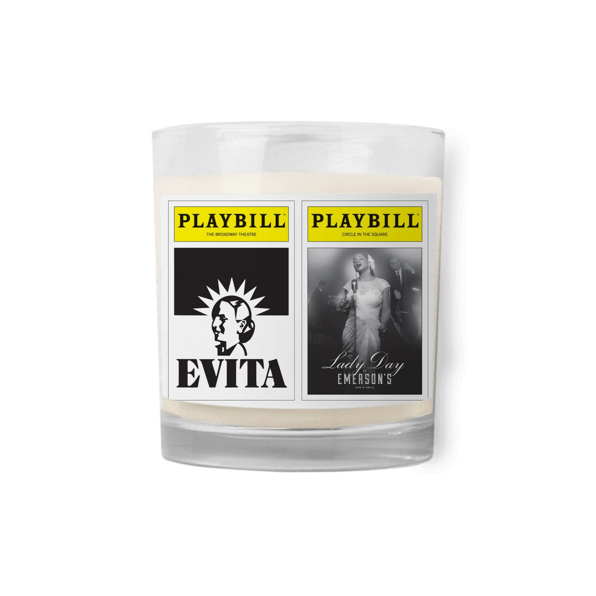 CUSTOM Playbill Covers - Divas Collection- Glass Jar Soy Wax Candle - Choose 2 Favorites from 25 Covers